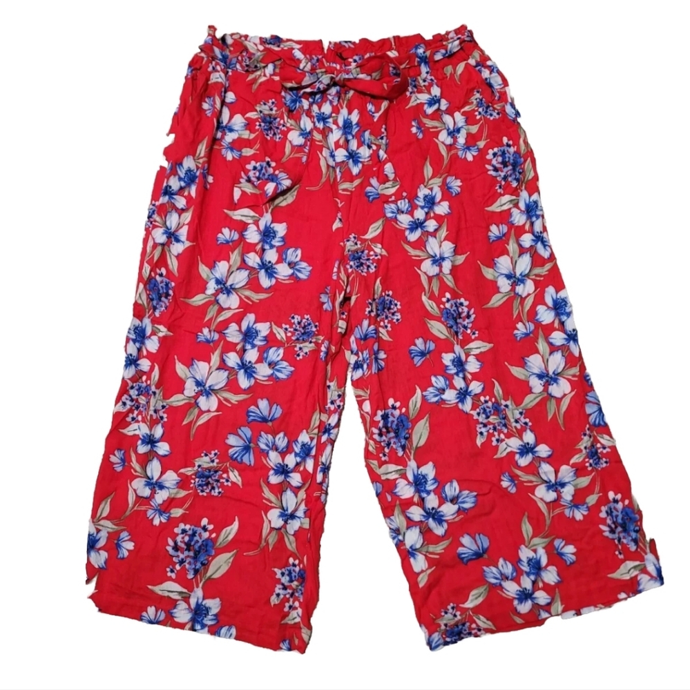 Floral Cropped Wide Leg Pants XL